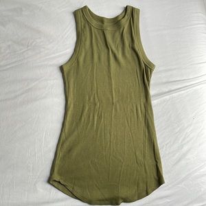 Green ribbed halter tank. Size small